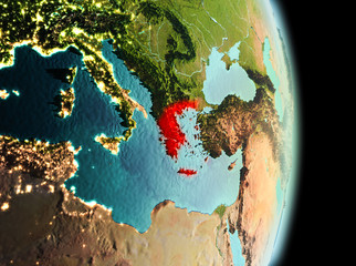 Greece in morning from orbit