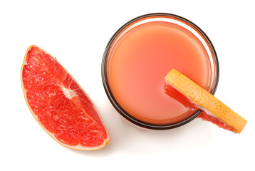 healthy food. grapefruit juice with sliced grapefruit isolated on white background top view
