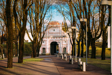 Parnu, Estonia. View Of Tallinn Gate Is Historical Fortification