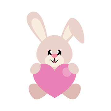 cartoon cute bunny sitting with heart