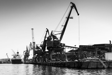 Obraz premium Port cranes of Burgas harbor, Black Sea