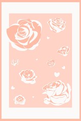  roses and hearts on a creamy background, valentines day card
