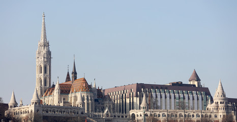 Cityscape of Buda from Pest across Danube River, Budapest, Hungary, Europe