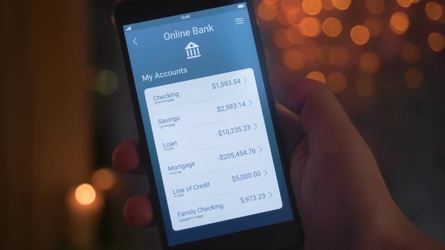 Checking bank accounts using banking app