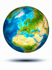 Austria on Earth with white background