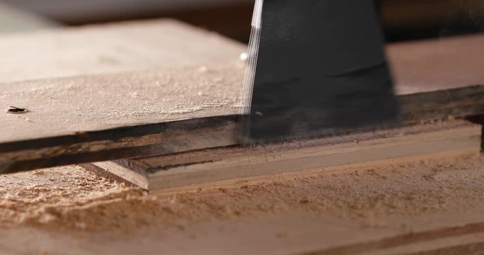 Cutting the wooden board