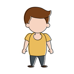 Cute boy faceless cartoon icon vector illustration graphic design
