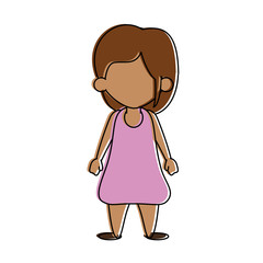 Cute girl faceless cartoon icon vector illustration graphic design