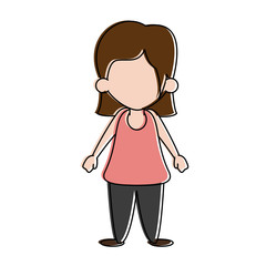 Cute girl faceless cartoon icon vector illustration graphic design