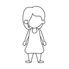 Cute girl faceless cartoon icon vector illustration graphic design