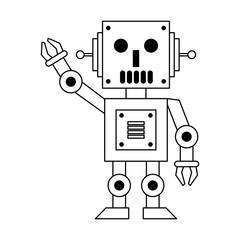 Robot funny cartoon icon vector illustration graphic design