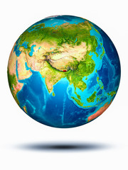 Bhutan on Earth with white background