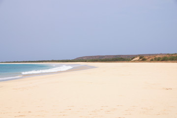Fototapeta na wymiar Santa Monica Beach, 18km white sand along the south coast of Boa Vista Island, Cape Verde