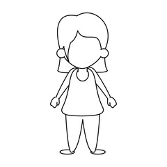 Cute girl faceless cartoon icon vector illustration graphic design