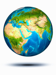 Qatar on Earth with white background