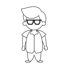 Cute boy faceless cartoon icon vector illustration graphic design