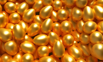 A lot of golden eggs. 3d illustration