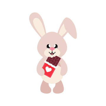 cartoon cute bunny with chocolate