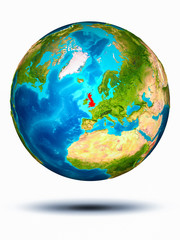 United Kingdom on Earth with white background