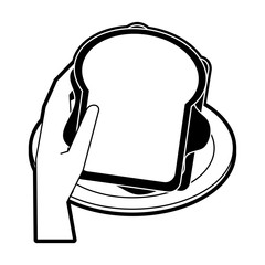Hands holding sandwich icon vector illustration graphic design
