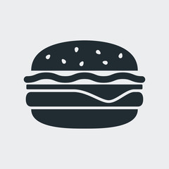 Icono plano hamburguesa en fondo gris