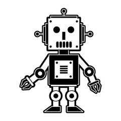 Robot funny cartoon icon vector illustration graphic design