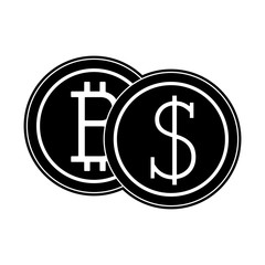 Bitcoin and money coin icon vector illustration graphic design