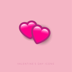 Love icon. Two hearts Valentine’s Day button