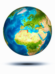 Tunisia on Earth with white background