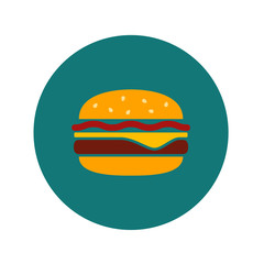 Icono plano hamburguesa color en circulo verde