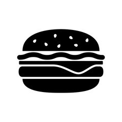 Icono plano hamburguesa negro en fondo blanco