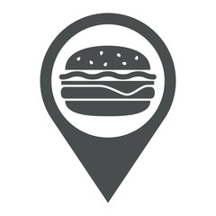 Icono plano localizacion hamburguesa gris