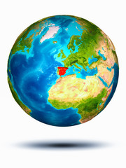 Spain on Earth with white background