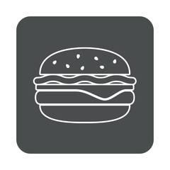 Icono plano trazo hamburguesa lineal en cuadrado gris