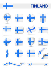 Fototapeta premium Finland Flag Vector Set