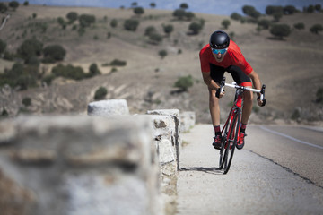 cyclist climbing the road 05