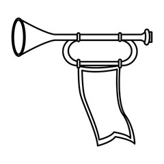 Medieval trumpet with flag icon vector illustration graphic design