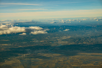 Spanish landscape aerial from airplane bird's eye view
