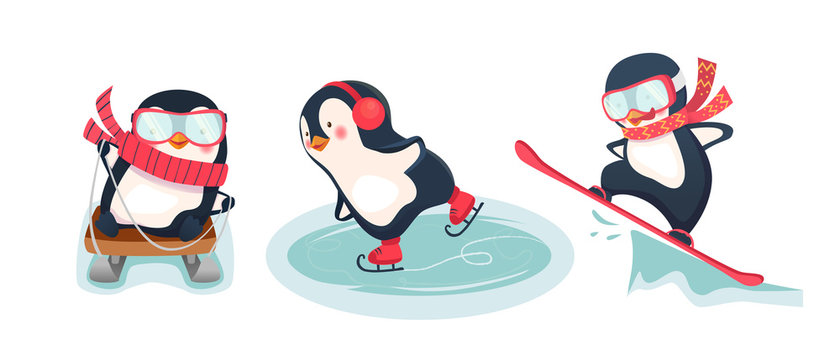 active penguins in winter