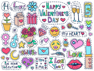 Valentines day patch badges set love romantic 2