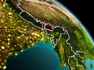 Bhutan in morning from orbit