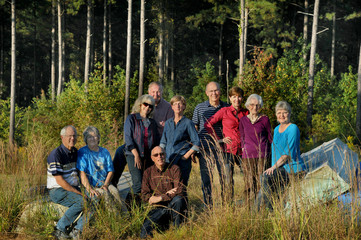 All in Her Family.  A 97 year old mother proudly poses with her children and their spouses.
