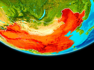Satellite view of China