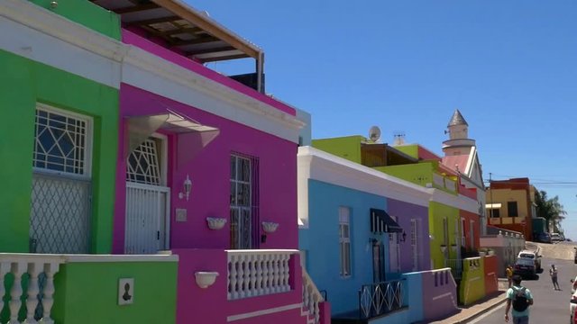 Vibrant colourful houses in Bo Kaap Street, Cape Town, South Africa