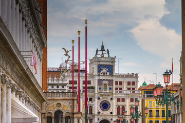 Fototapeta premium VENICE, ITALY - on May 5, 2016. View on Grand Canal, Venetian Landscape with boats and gondolas