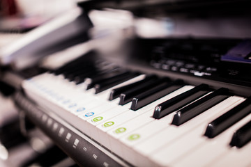 piano keyboard keys closeup