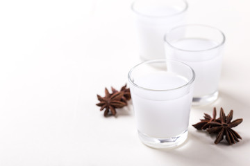 Alcohol Raki with anis. Turkish, Greek aperitif arak, Ouzo