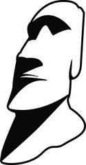 Moai Easter Island Black and White Vector soft outline