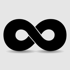 Black infinity sign with shadow. Icon