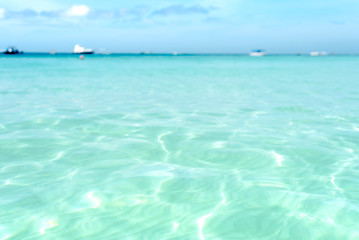 Tropical transparent sea water texture reflections on a tropical beach of the Philippines Boracay